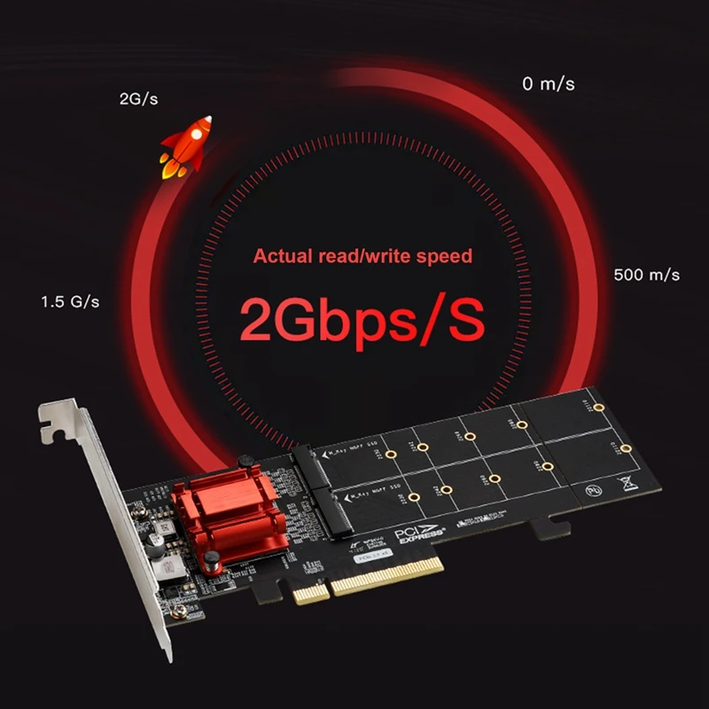 

PCIE3.1 X8 до Dual M.2 карта расширения жесткого диска ASM1812 чип поддерживает протокол NVME полная скорость расширения карты