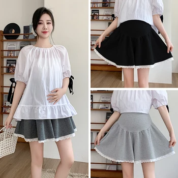Summer Maternity Wide Legs Trousers Solid Color Fashion High Waist Loose Pregnant Woman Belly Shorts Fashion Sports Short Pants