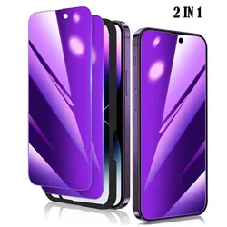 Premium 2 - Pack Privacy Screen Protector with Anti - Blue Light and Purple 9H Tempered Glass - iPhone 12 Mini (2Pcs)