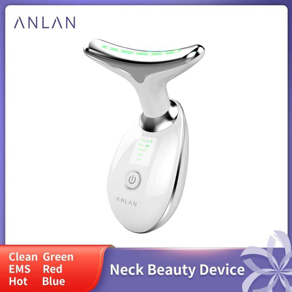 ANLAN Neck Face Beauty Device 3 Colors LED Photon Therapy Skin Tighten Reduce Double Chin Anti