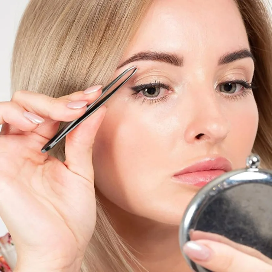 3개의 속눈썹 집게 세트(보관 파우치 포함), 속눈썹 연장 및 잔해 제거용 스테인리스 스틸 정밀 사선 팁