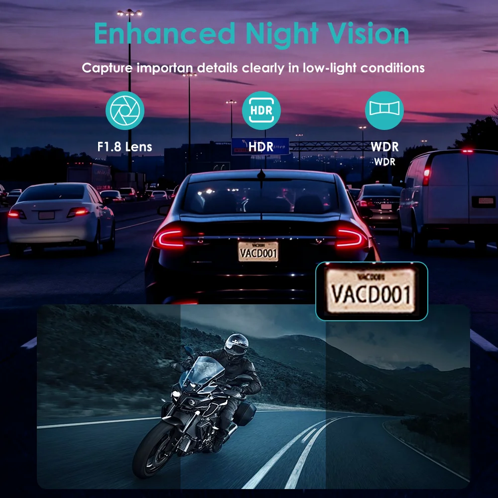 Caméra Action Moto HD 1080P V2 - Vision Nocturne & Étanche