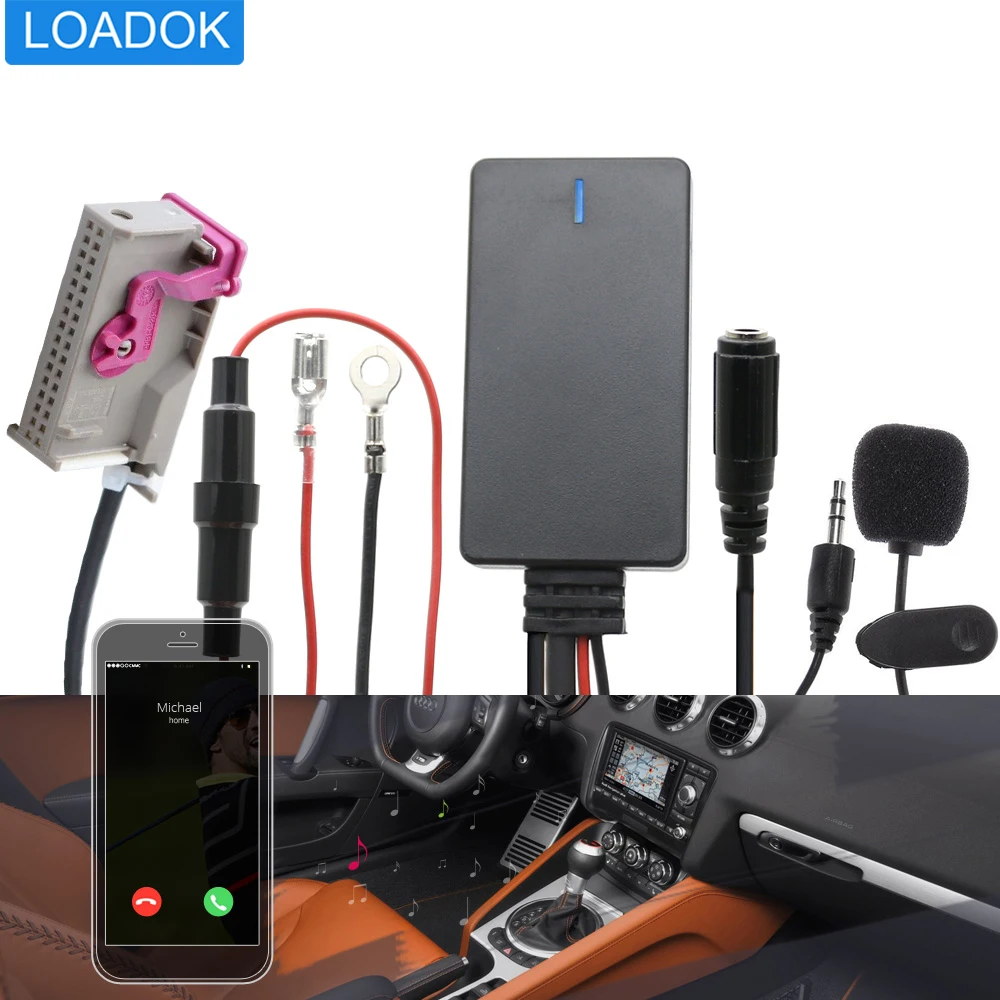 Adattatore Per Cavo Audio Aux-In Vivavoce Stereo Per Auto Bluetooth Cd Radio A 32 Pin Per Audi A4 A6 A8 Tt R8 A3 Rns-E Navigation Plus