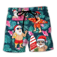 Merry Christmas Santa Claus Men Shorts 3D Print Funny Xmas Unisex Y2k Board Short Pants Summer Hawaii Swimsuit Surf Swim Trunks 1