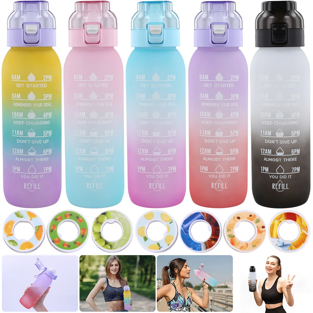 1000ML Fruit Flavor Water Cup Large Capacity 7 Rods Drinking Cup Fragrance Smelling Water Bottle for Travel Climbing Hiking sports water bottle portable water bottle portable water jug