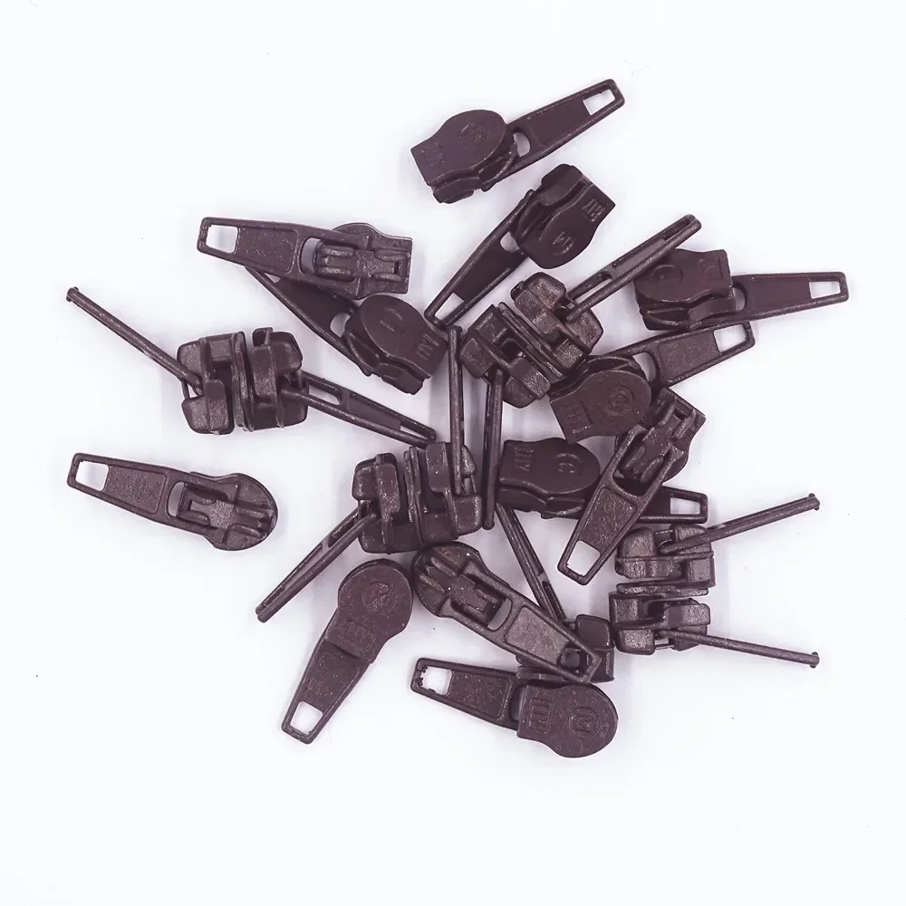 20Pcs 3# Nylon Coil Auto Lock Zipper Puller DIY Sewing Tool （20 Colors）