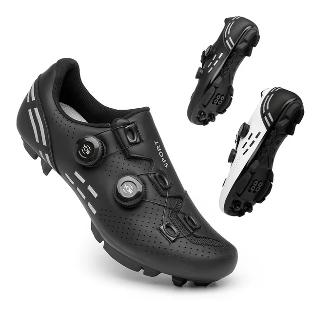 Zapatillas ciclismo MTB de carbono para hombre mujer, botas bicicleta de carretera, zapatillas de deporte planas para carreras, calzado de bicicleta de montaña SPD _ - Mobile