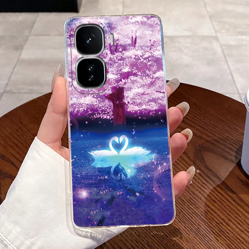 Clear Silicone Soft TPU Back Cover with Cute Rabbit Cat Design