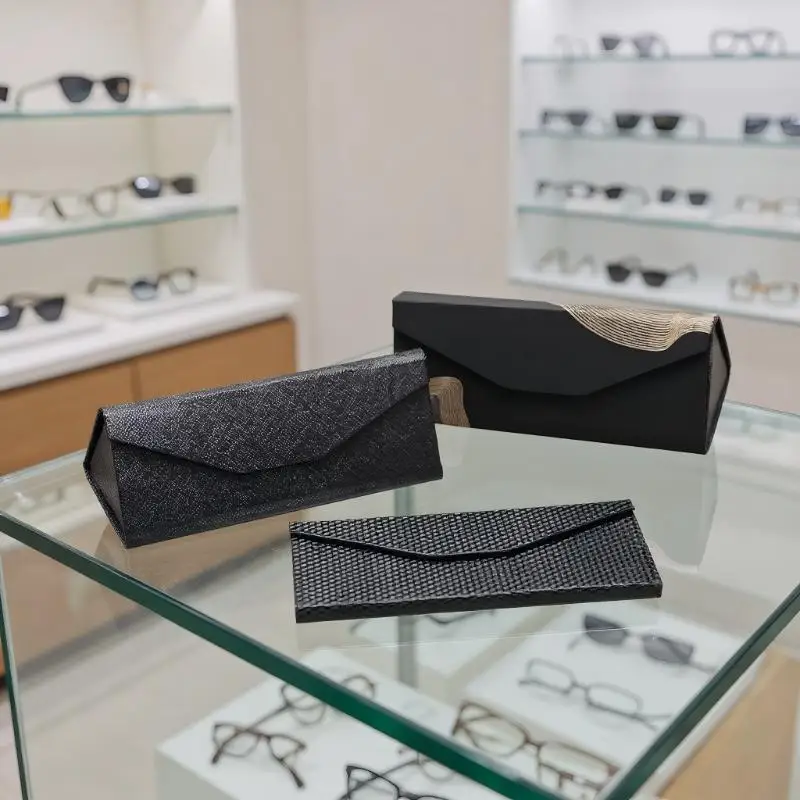 DIY Black Triangle Sunglasses Case - Waterproof, Portable, and Foldable Design