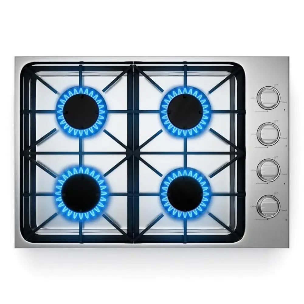 30" NG/LPG Gas Cooktop 4 Sealed Burners Stainless Steel 18000BTU Max 6