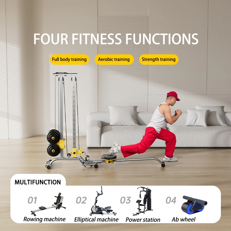 Máquina de puxar para baixo LAT para academia em casa com polias altas e baixas Máquina de remo fitness 100KG com barras LAT e baixas para treinamento muscular 4