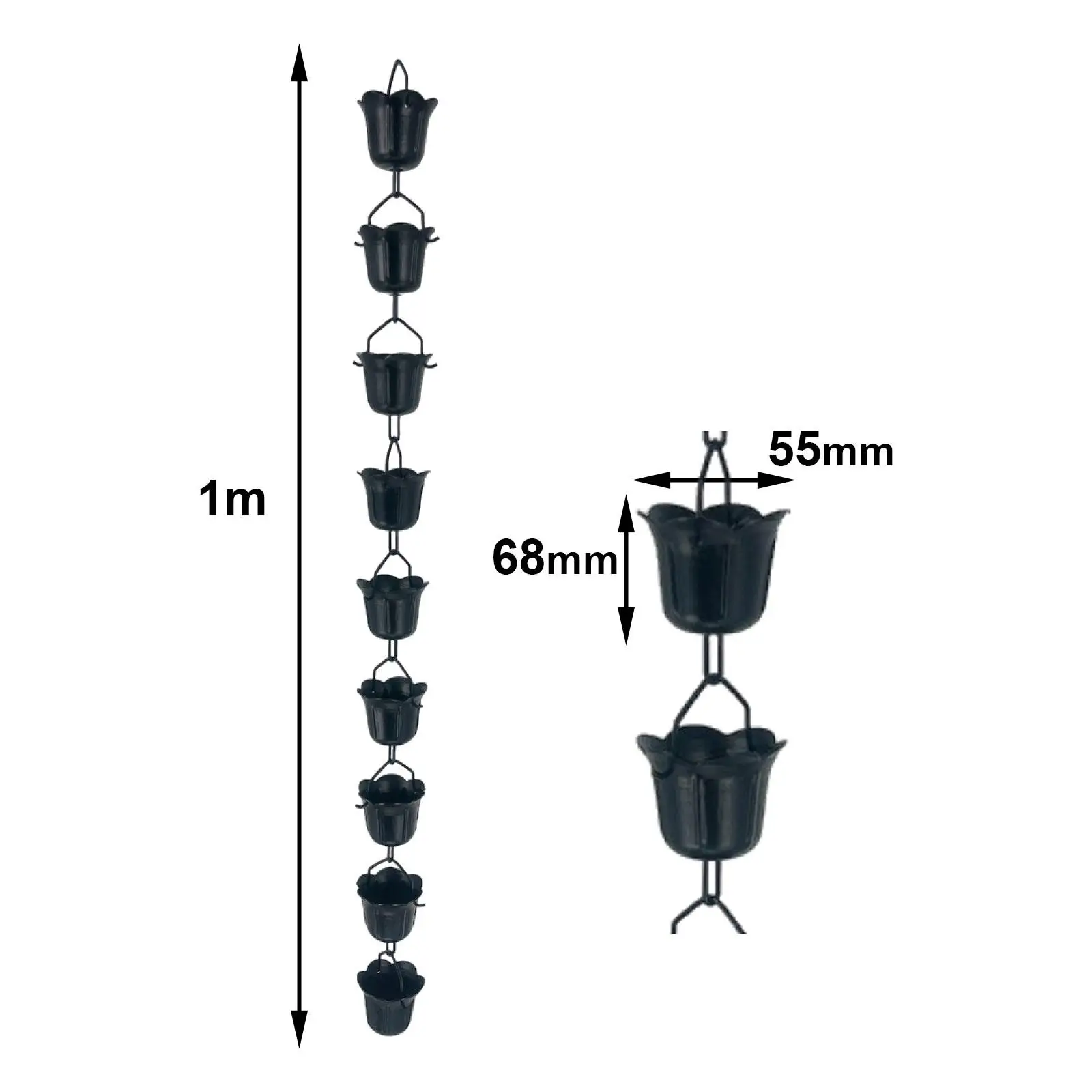 Orchid Cup Rain Chain 39inch Downspout Tool Multifunctional Sturdy Easily Install Metal Drainage Rain Chain for Heavy