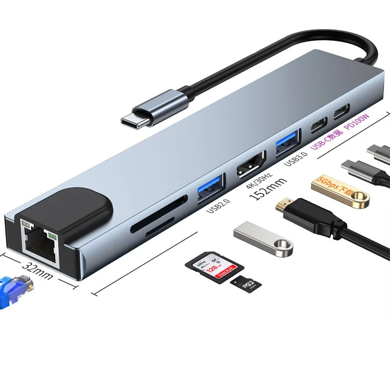 USB C HUB 7 Port Multi USB Splitter USB 3.0 HUB Type C to USB OTG Adapter USB Dock Station with PD SD TF For Xiaomi Macbook Pro