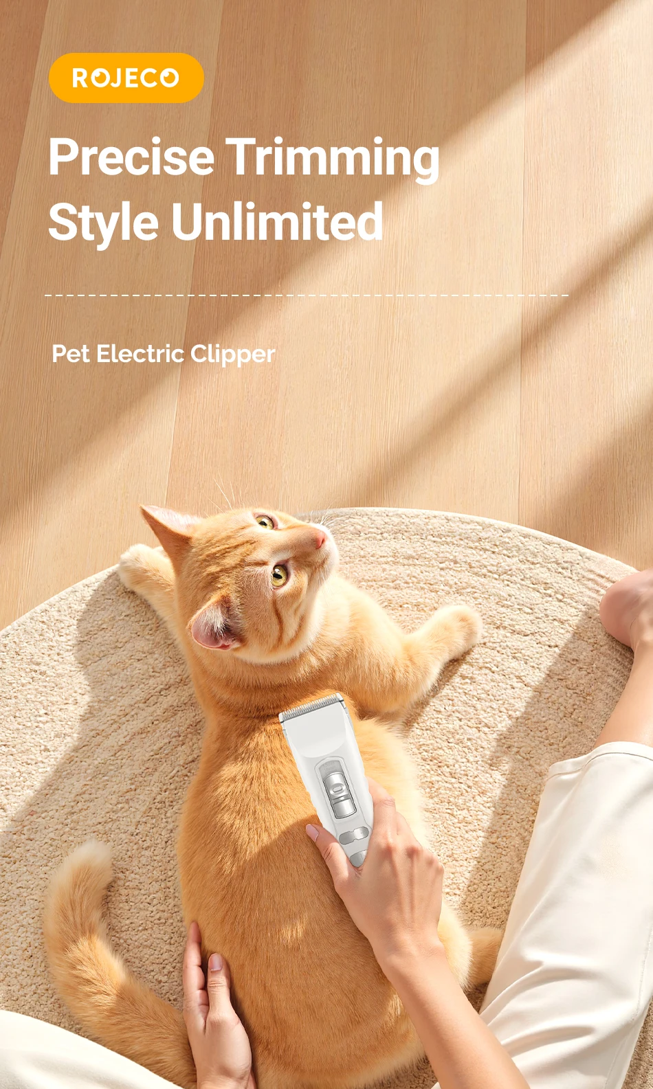ROJECO Electric Dog Hair Trimmer Professional Pet Hair Clipper Shaver Haircut Pe