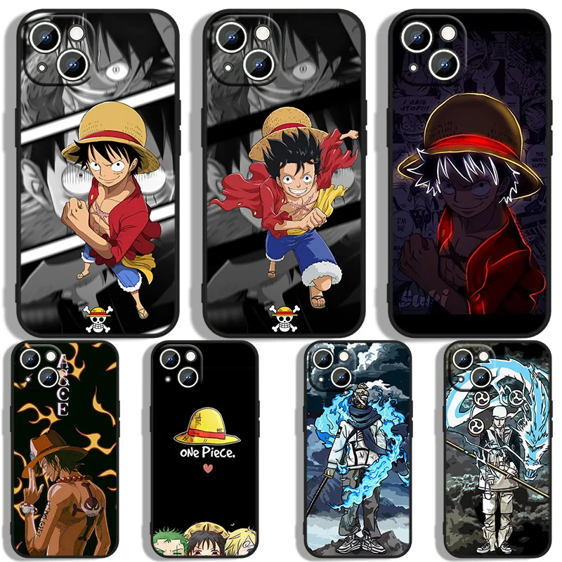 D-Luffy One Pieces Cassa Del Telefono Per Apple Iphone 11 12 13 14 Max Mini 5 6 7 8 S Se X Xr Xs Pro Plus Black Cover Funda Soft