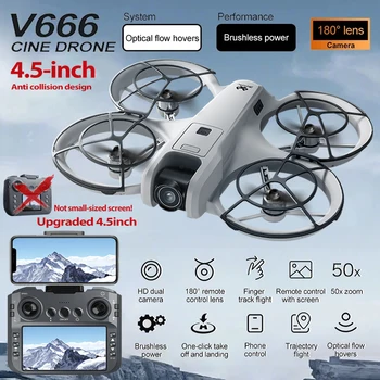 V666 RC Quadrotor Toy Drone - 4K HD FPV Brushless Pieghevole Materiale sicuro per bambini + Volo stabile per divertimento all'aria aperta dei bambini