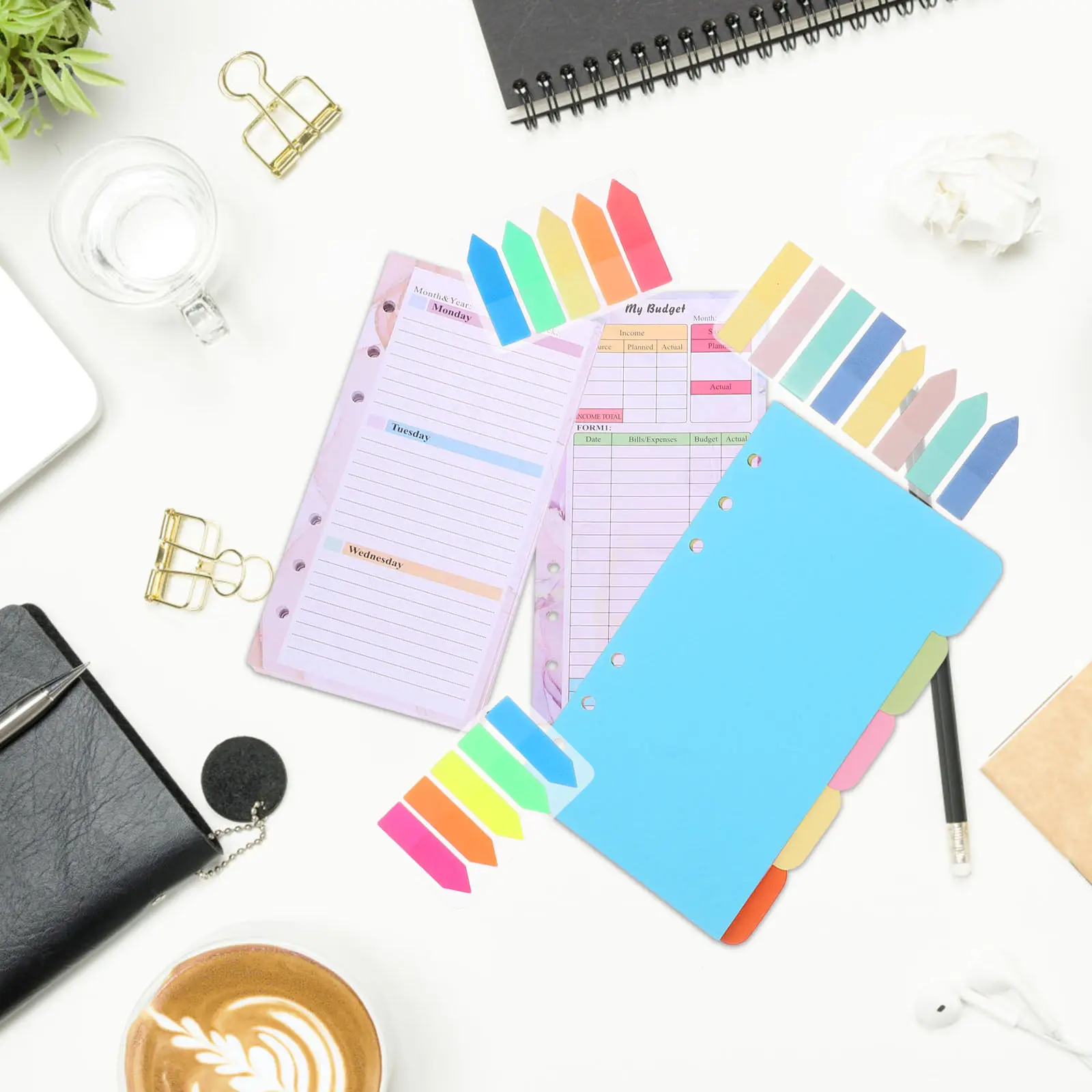 1세트 루즈리프 노트용 교체용 보조 용지, 컴팩트 전문 플래너 용지, 부드러운 필기감, 학습 및 사무용