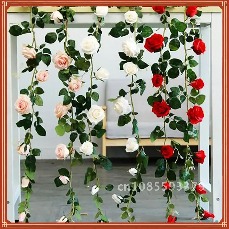 

Artificial Flowers Rose Ivy Vine Wedding Decoration Real Touch Silk Flower String Home Hanging Garland Party Wedding Decor 2m