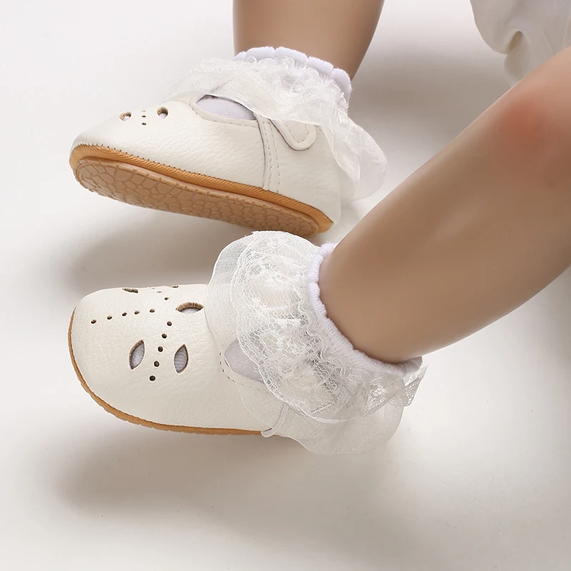 Breathable Newborn Baby Shoes Baby Boy Girl Shoes Girl Classic Bowknot Rubber Sole Anti-slip PU  Toddler Shoes First Walker 5