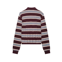 DUOPERI femmes mode 2025 nouveau rayé pull chemises revers cou manches longues élégance femme Chic dame Polo hauts 4