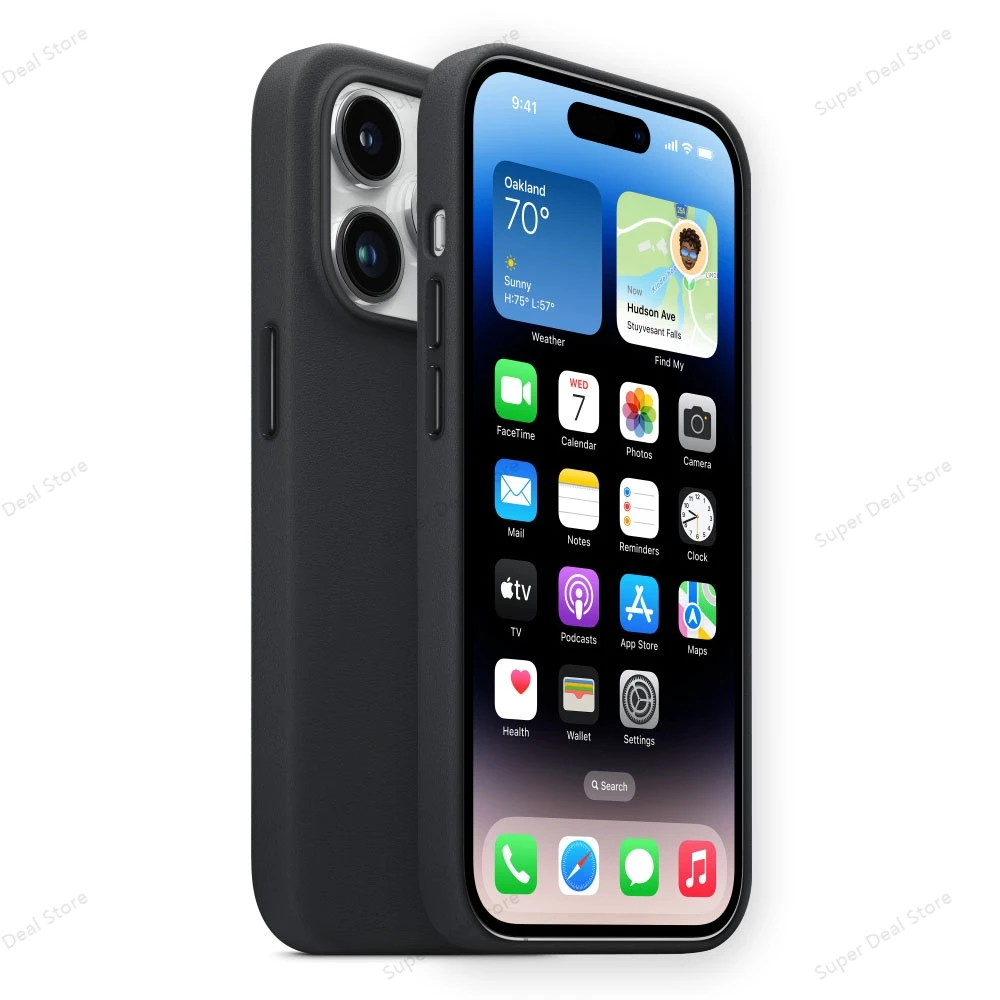 Étui en cuir officiel pour iPhone 14 Pro Max 14 Plus, housse de protection contre les chutes de charge sans fil Magsafe 2