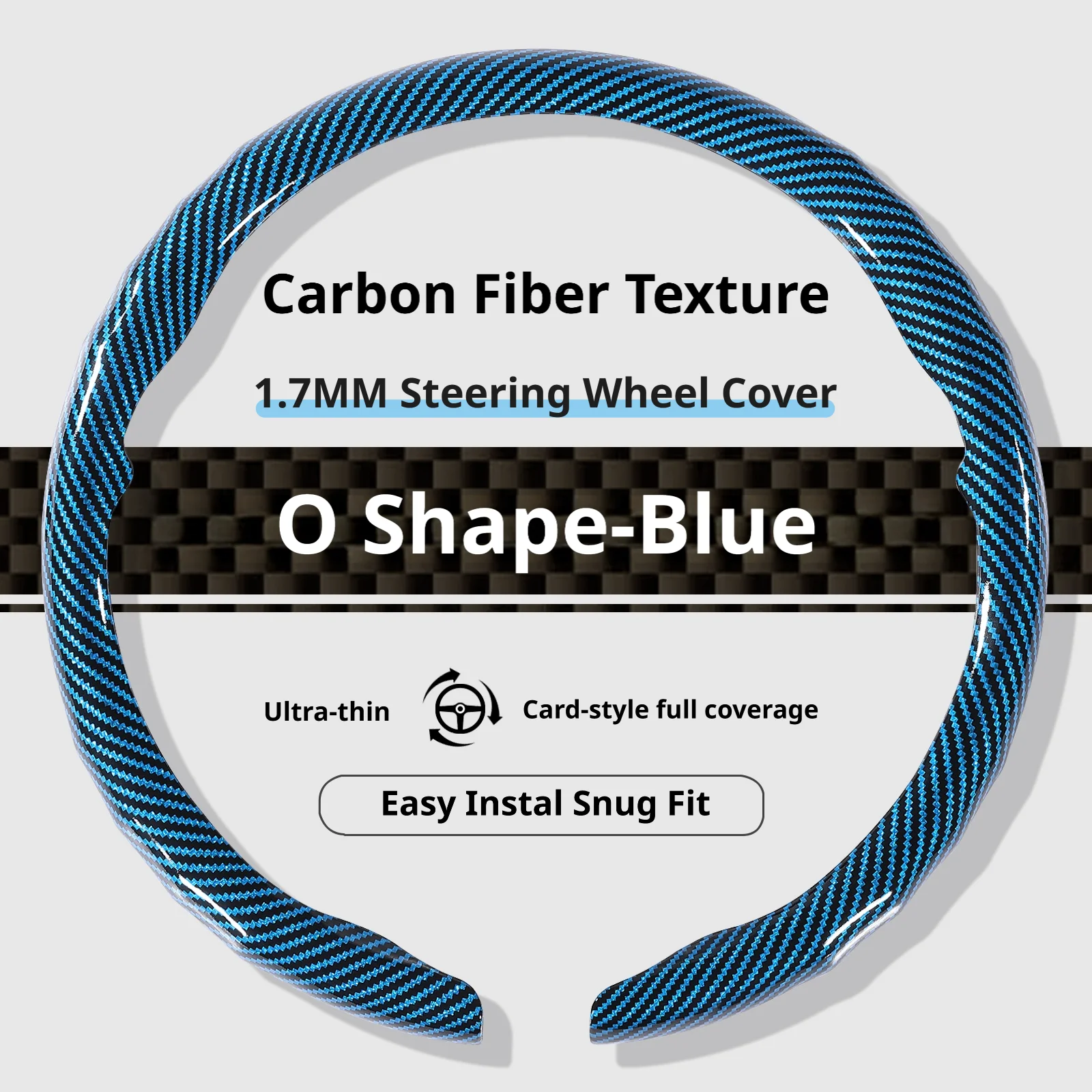 Luxury Carbon Fiber Texture Steering Wheel Cover - 15 Inch