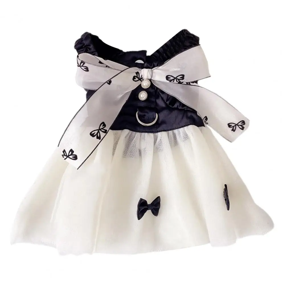 Cat Princess Dress With Bow-knot Extra Soft Button Closure Faux Pearl Design Pet Dress Summer Outfits Breathable Keep Cooling