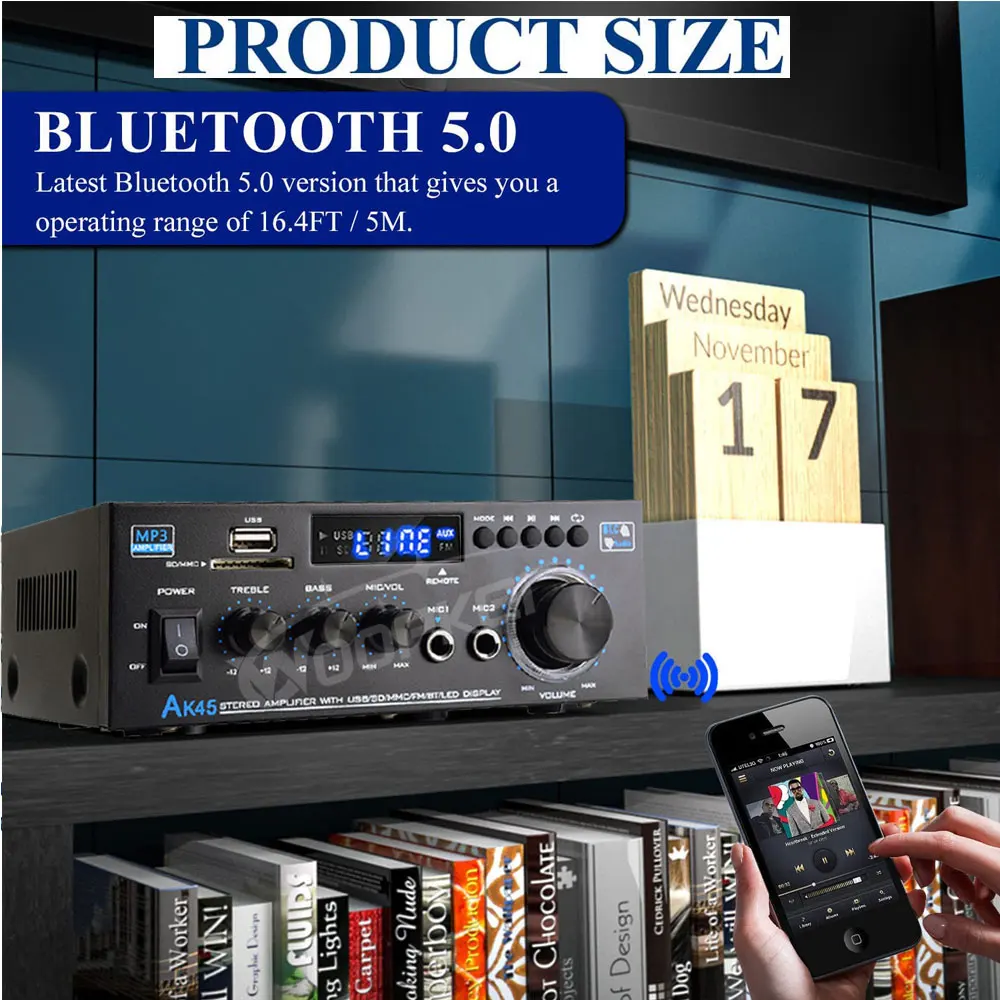 HiFi Digital Audio Amplifier Channel 2.0 Bluetooth Amp AK45 for Home Speakers 35