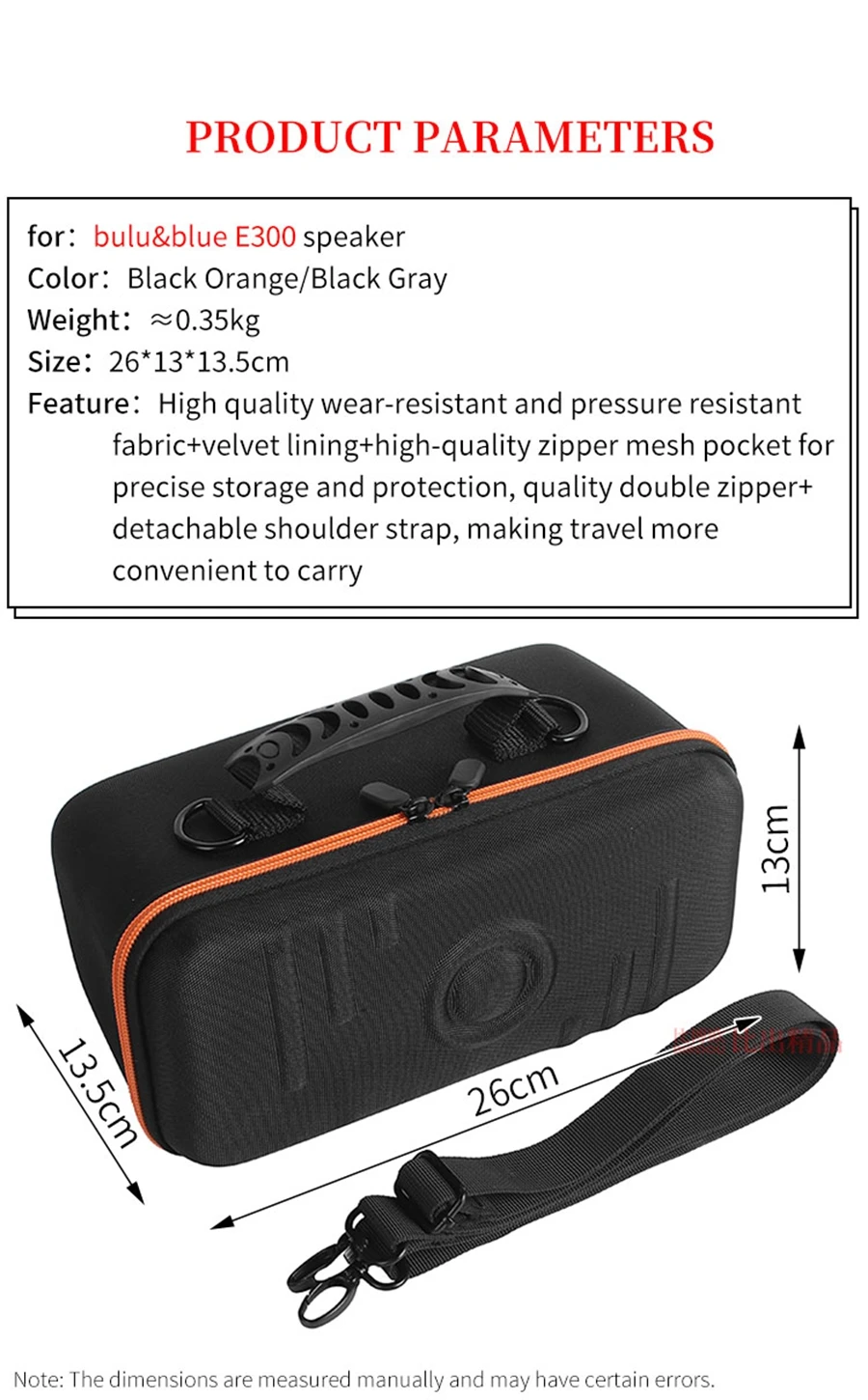 Portable Hard EVA Storage Case for bubu&blue E300 Speaker Protect Box E300 Audio Travel Carrying Bag