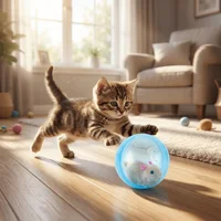 Transparent Cat Chasing Ball Built-in Animal Realistic Rabbit Hamster Chasing Ball Plastic Rabbit Rolling Ball Relieve Boredom 5