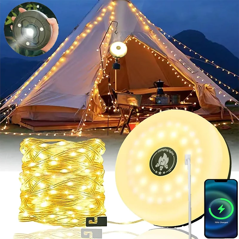 LED Camping Lamp Strip 10M Length Waterproof Recyclable Light Belt Outdoor Garden Decoration Lamp for Tent Room