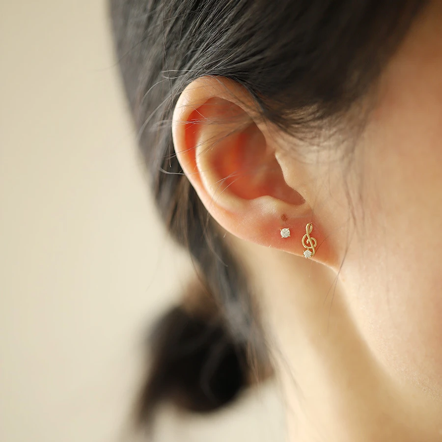  뮤지컬 노트 바이올린 스터드 귀걸이, 여아용 트렌드 2023, 할로우 아웃 미니 한국 귀걸이, 레이디 피어싱 주얼리