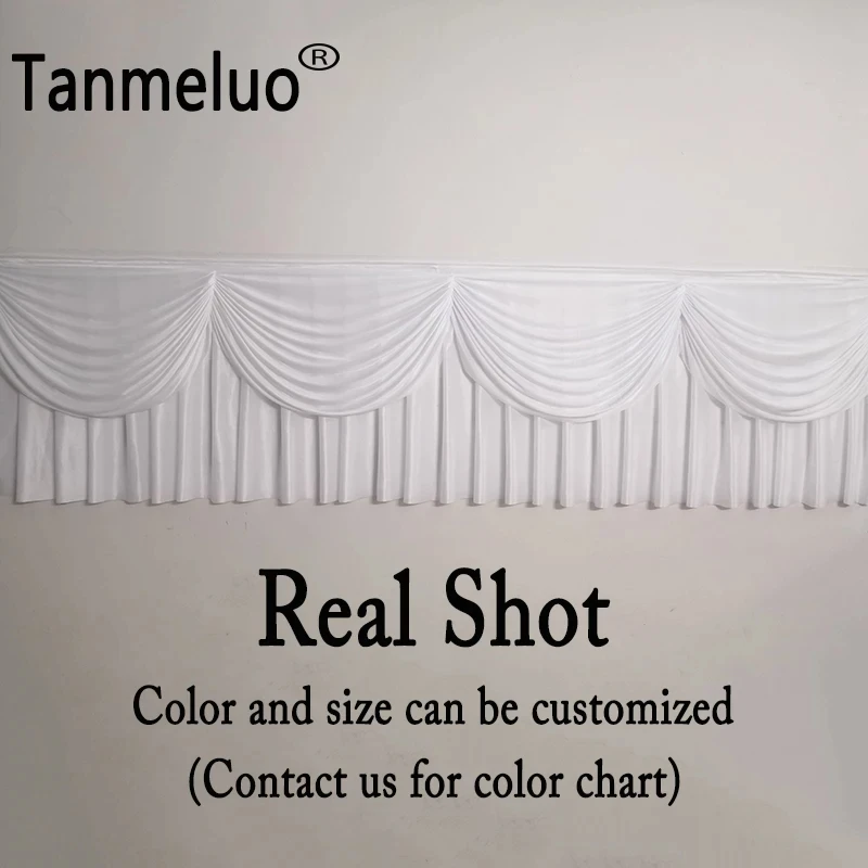 Rectangle White Table Skirts Ice Silk Ruffled Table Skirt Wedding Birthday Party Baby Shower Banquets Pleated Skirting