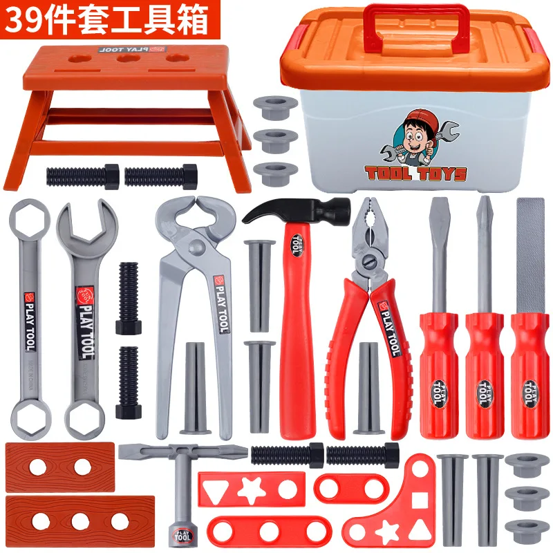 Children's Toolbox Engineer Simulation Repair Tools Pretend Toy Electric Drill Screwdriver Tool Kit Play Box Set For Kids Gifts 6