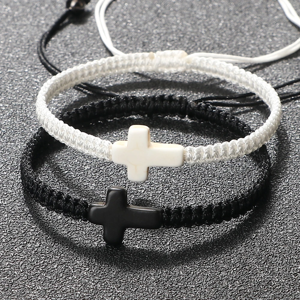 Bracelet en corde tressée fait main, turquoise nat