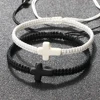 Bracelet en corde tressée fait main, turquoise naturelle, croix de Jésus, bracelet réglable pour homme, femme, couple, bijoux religieux porte-bonheur, cadeau