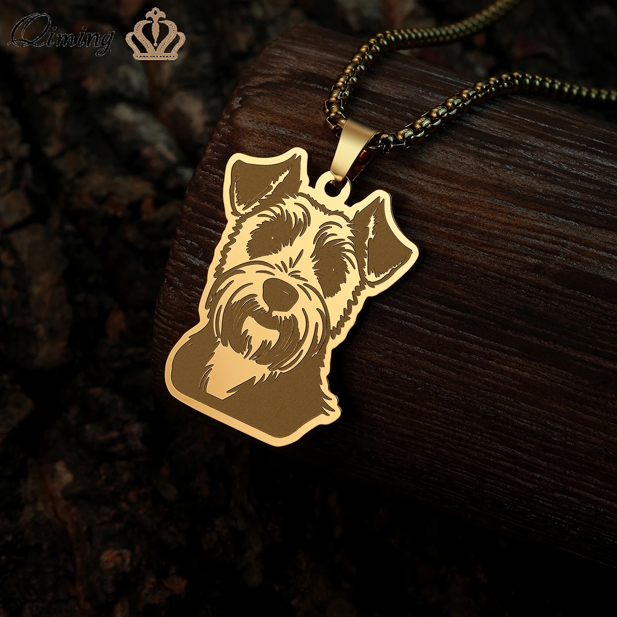 

QIMING Pet Lover Airedale женское и мужское ожерелье, ювелирные изделия из нержавеющей стали в стиле панк