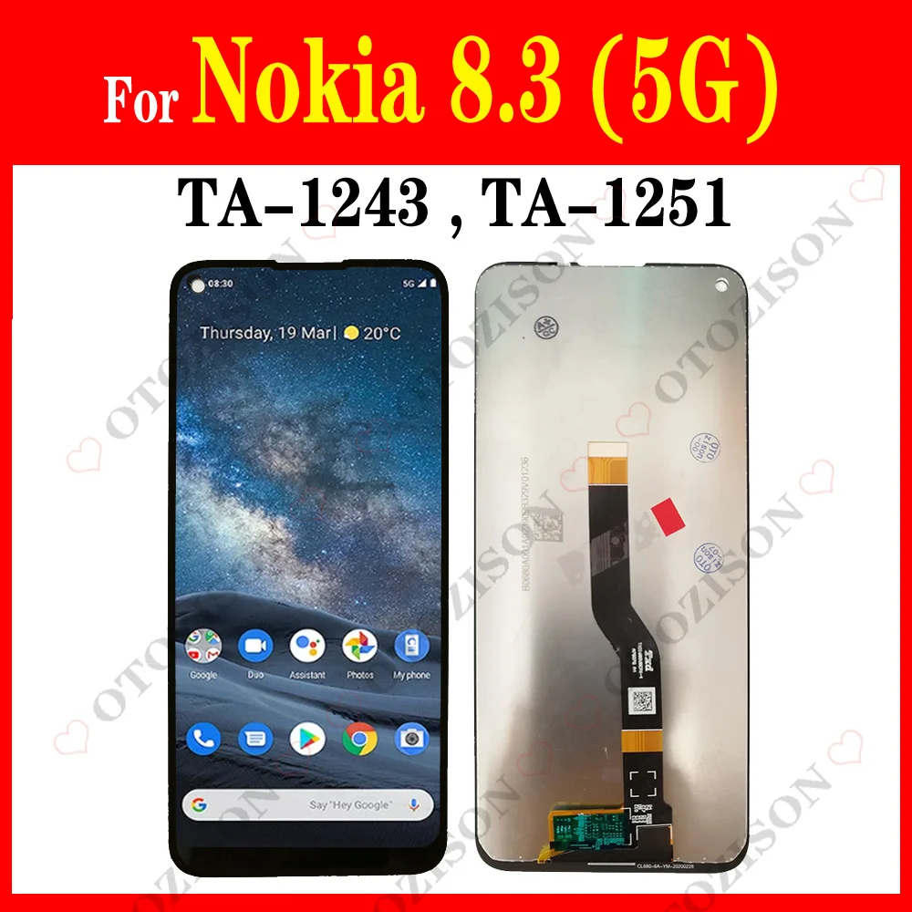 For Nokia 8.3 5G 6.81 "Per Nokia 8.3 5G Lcd Ta-1243 Ta-1251 Display Touch Sensor Digitizer Assembly Sostituzione Per Nokia 8.3 Parti Del Telefono