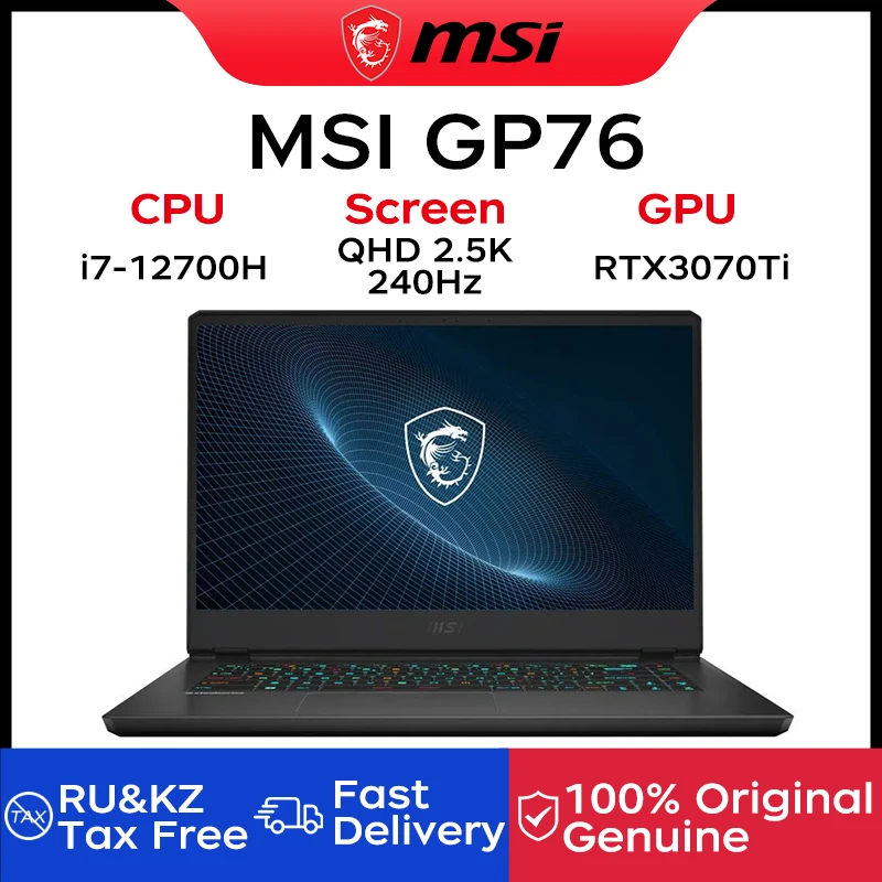 

2022 MSI GP76 Gaming Laptop 17.3 Inch QHD 2.5K 240Hz IPS Screen Notebook i7-12700H 16GB 1TB RTX3070Ti Ultrabook Gaming Computer