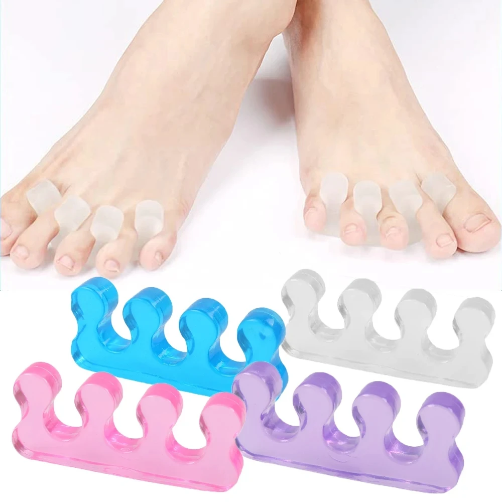 Soft Silicone Toe Separator Flexible Finger Spacer Manicure Pedicure Nail Toe Separating Straighteners 2Pcs 4 Colors