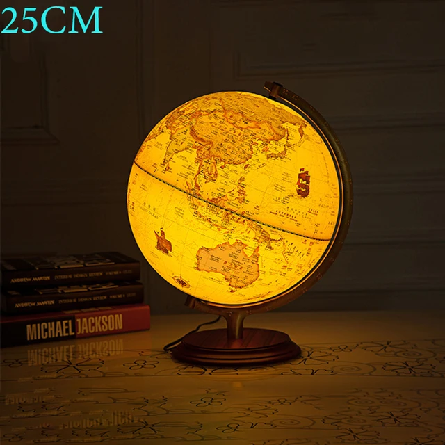 20/25cm Retro LED World Earth Globe Map 360 Degree Rotating World Geography Map All In English Desk Decoration Table Lamp 1