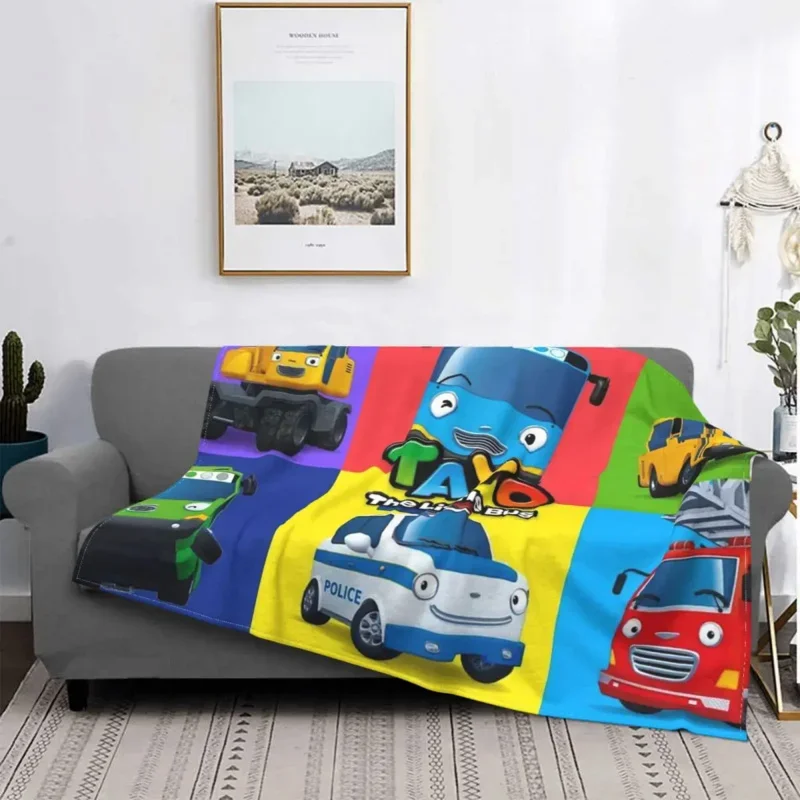 

Tayo The Little Bus Child Blanket Fleece Korea cartoon anime for kids Multifunction Soft Throw Blanket for Bed Bedroom Rug Piece