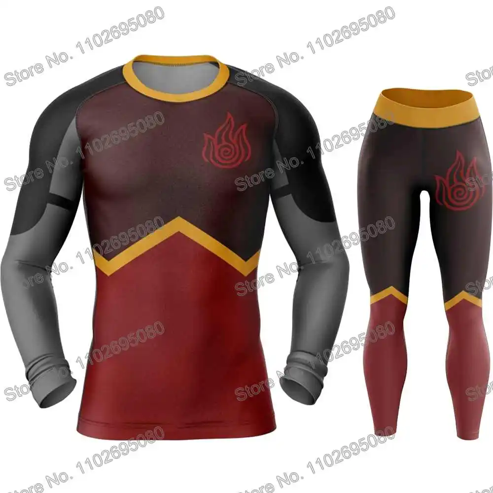 Airbenders Rash Guard Diving T-Shirt Pants BJJ Boxing MMA Swimwear Men Summer Long Sleeve Surf Clothing Women GYM Tops Sports