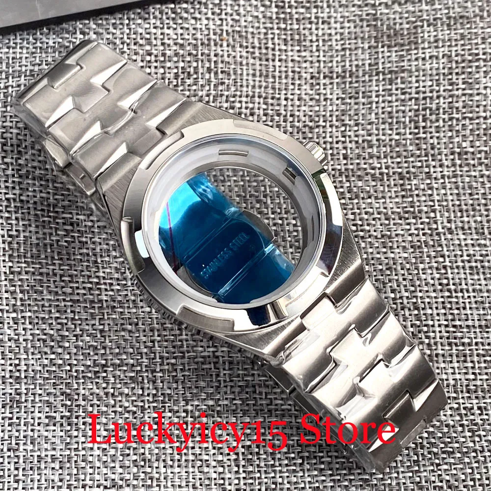 Enhanced Stainless Steel Watch Case with Sapphire Glass Back and Push-Pull Crown, 41MM