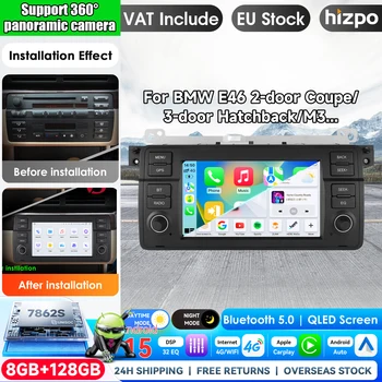 Radio para Auto Hizpo de 7 Pulgadas con CarPlay y Android Auto Inalámbrico para BMW E46 M3 318 320 325 330 335, Sistema Multimedia Inteligente con Pantalla Táctil IPS, Reproductor de Video Estéreo, Autoradio 2Din, Navegación, BT, GPS, 4G, WIFI, FM, AM, DSP, RDS, SWC 1