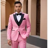 Luxury Pink 3 Piece Jacket Pants Vest Male Clothing Formal Single Breasted Peak Lapel Slim Fit Men Suits For Prom Party Costume 1