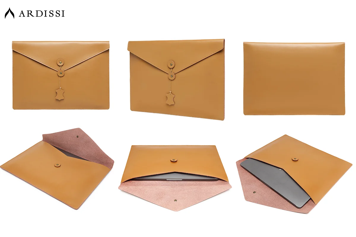 Ardissi-capa de Couro de Vaca para Macbook Air Pro Ipad Mac Book m1 m2 13 14 15 16 12 Polegadas Maleta - Imagem 6