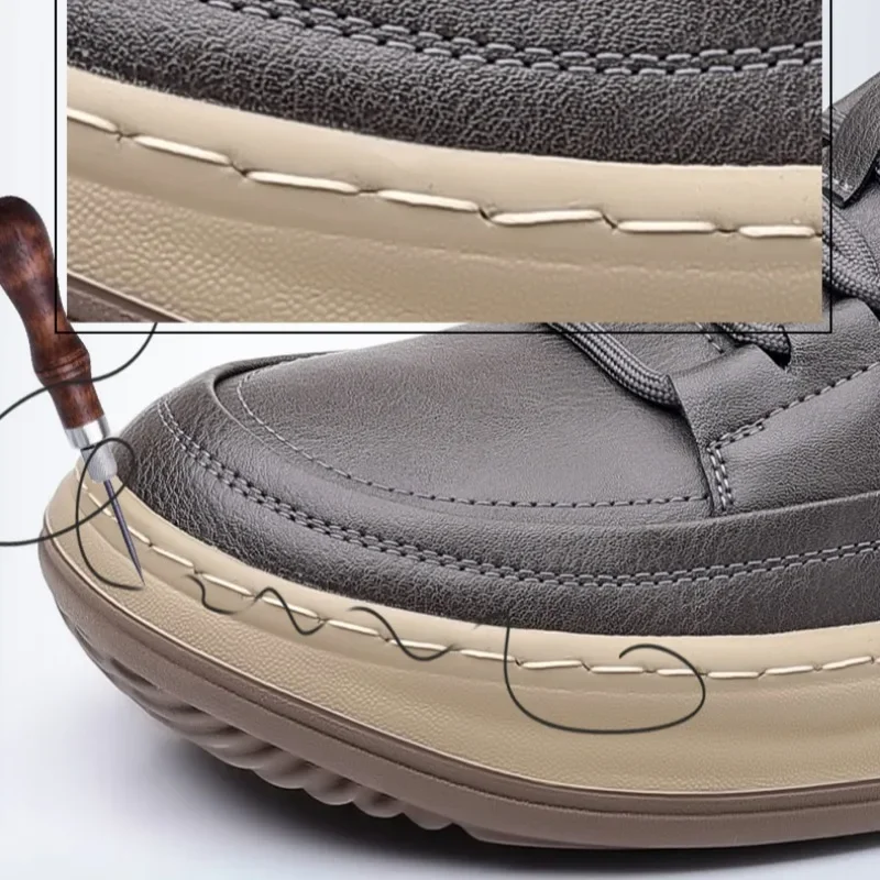 New 2024 Genuine Leather Men Shoes Luxury Sneakers Male Soft Platform Shoes Autumn Winter Man Sport Shoe Footwear Mocassin Homme 5