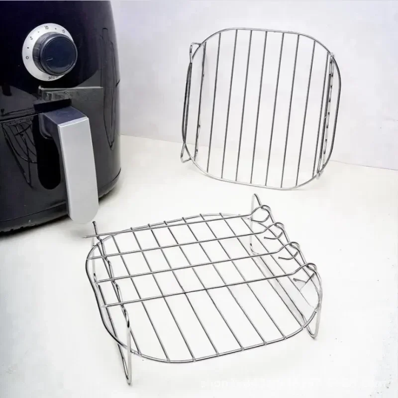 Double Layer Grill Rack 430 Stainless Steel Skewers BBQ Grill Barbecue Net Kitchen Steam Rack Household Air Electric Fryer