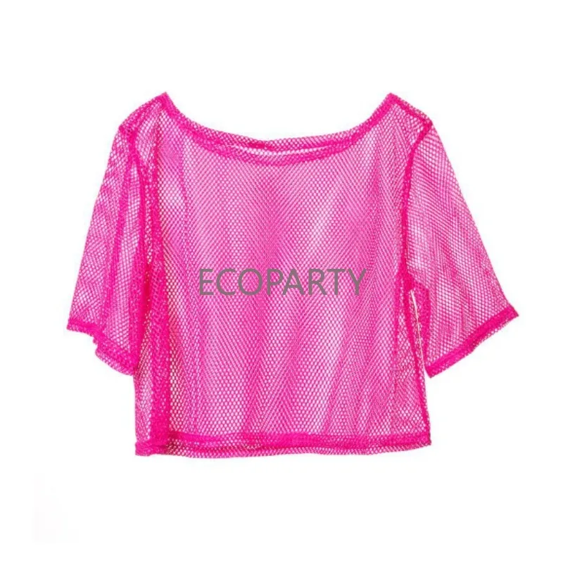 pink fishnet crop top